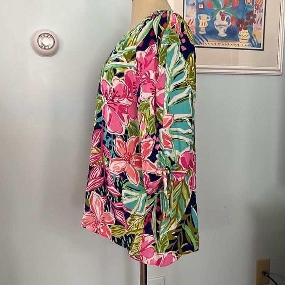 Pappagallo Tropical Pretty in Pink Tunic Blouse NWT size M - Picture 2 of 8